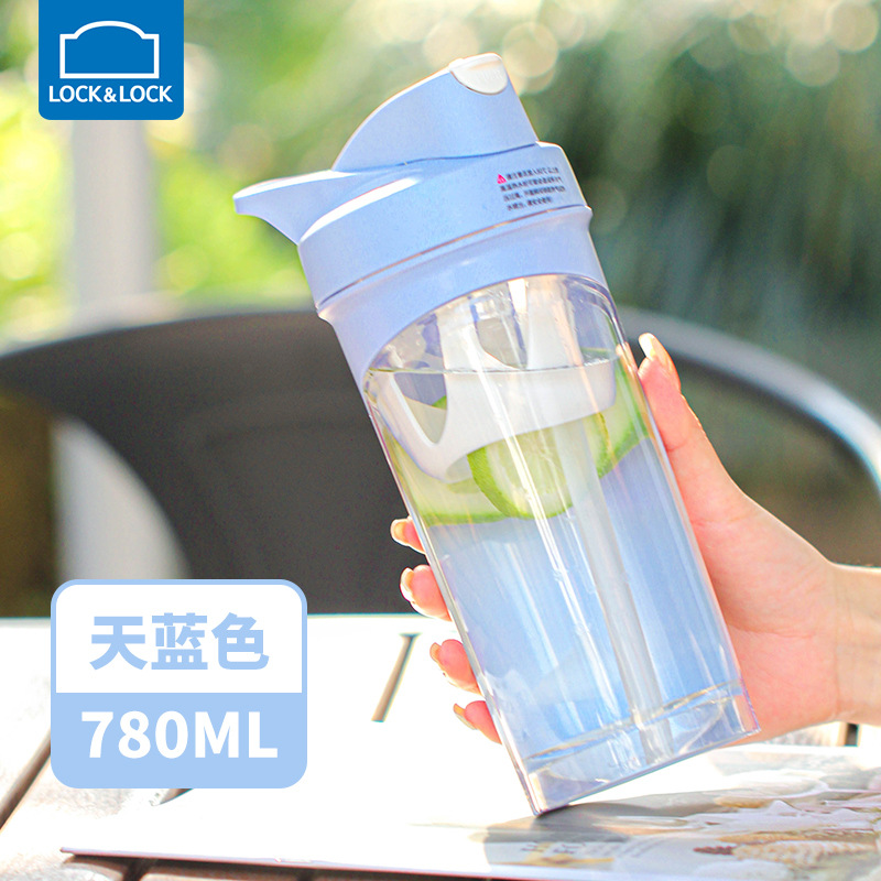 Bình nước nhựa tritan thể thao 780ml LocknLock màu Xanh ABF865BLU, Hàng chính hãng, có quai cầm, ống hút silicone - JoyMall