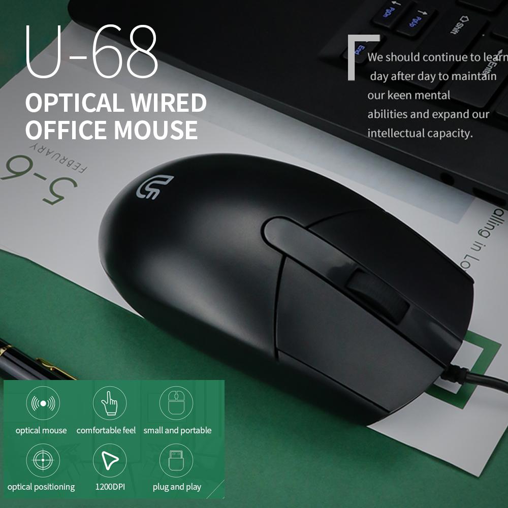 Chuột uFound U-68 có dây cho văn phòng doanh nghiệp hỗ trợ USB 1200DPI
