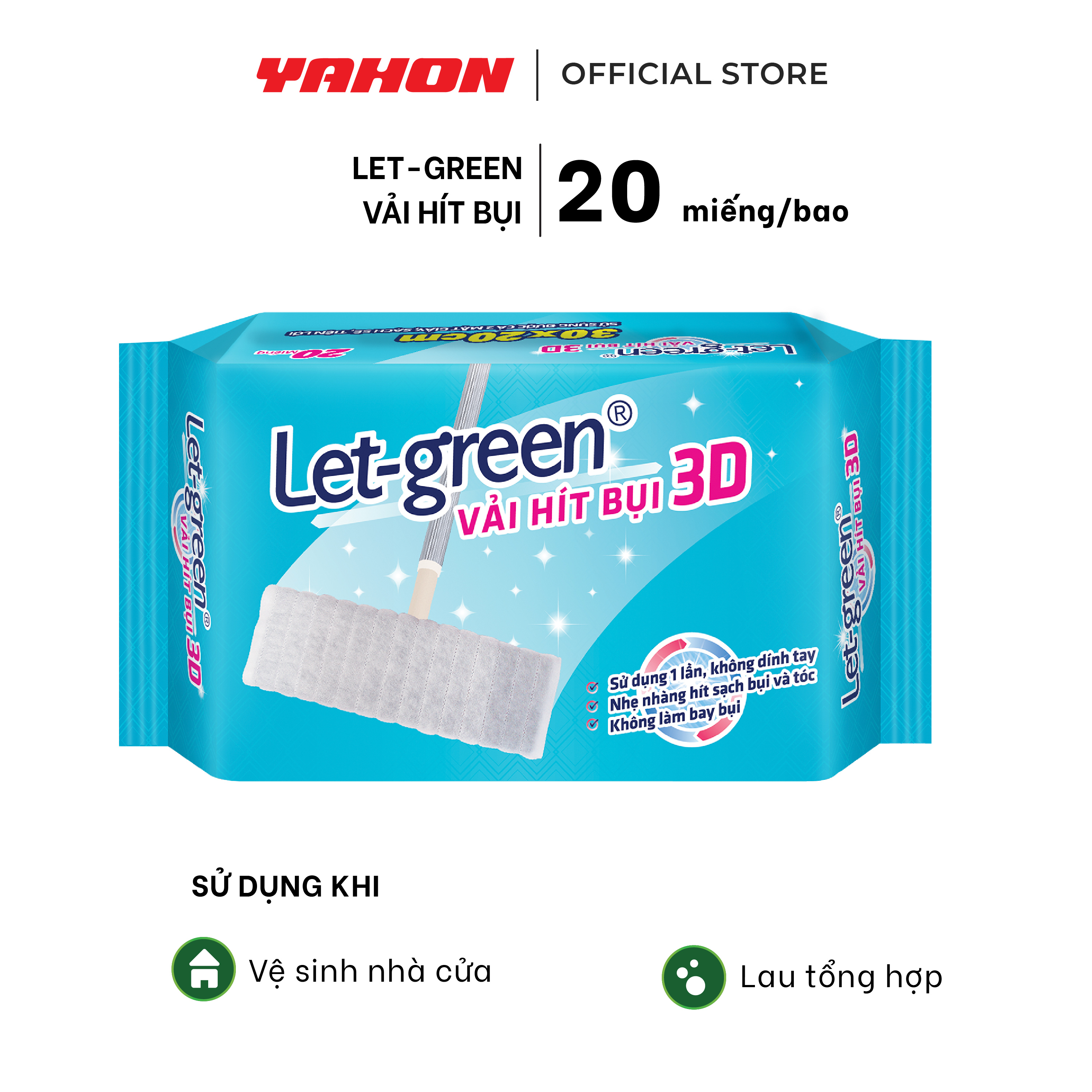 Combo Bao Khăn Giấy Hít Bụi LET-GREEN, 20 Miếng/Bao