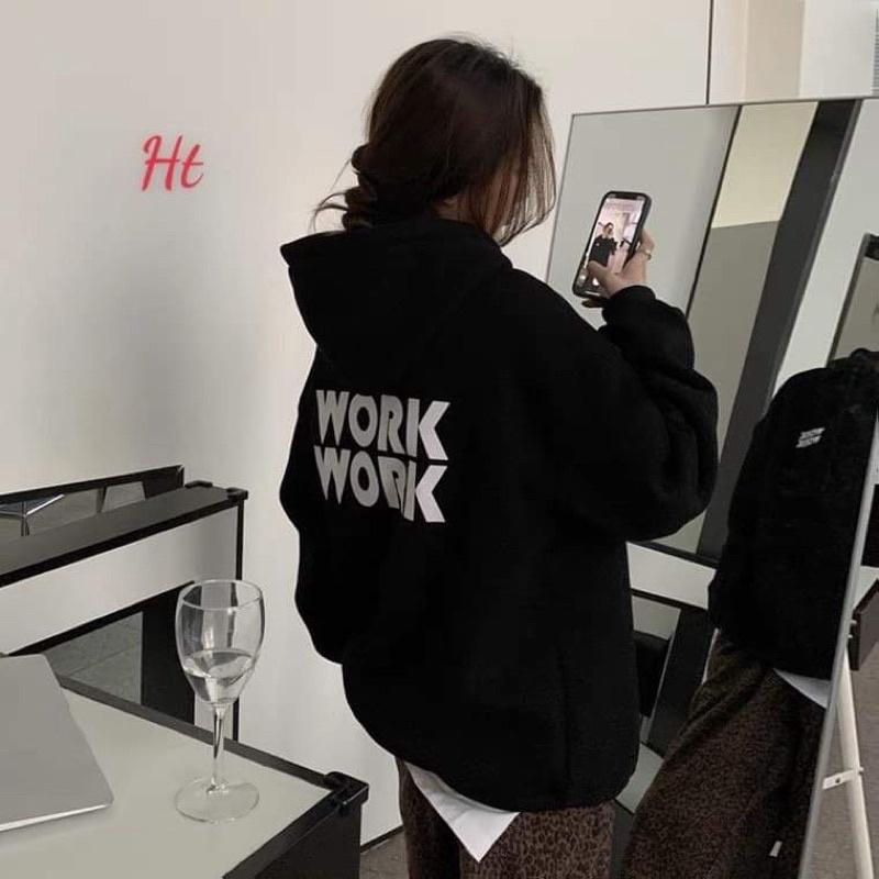 ÁO HOODIE NAM NỮ FORM RỘNG IN WORK CHẤT NGOẠI MỊN MỀM BAO ĐẸP CỦA KMG HÀNG MỚI TP0114
