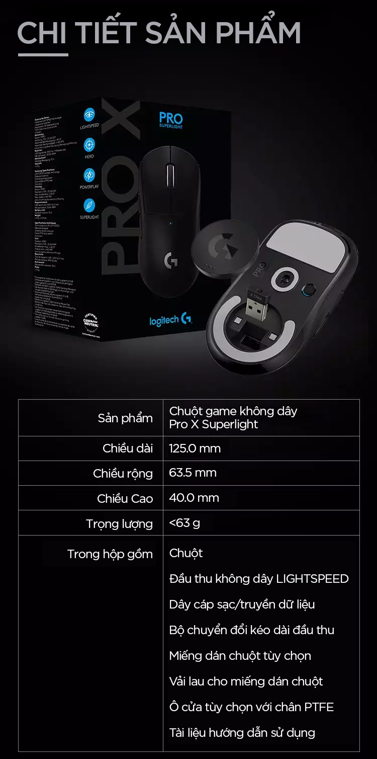 Chuột Logitech G Pro X Superlight - Hàng chính hãng