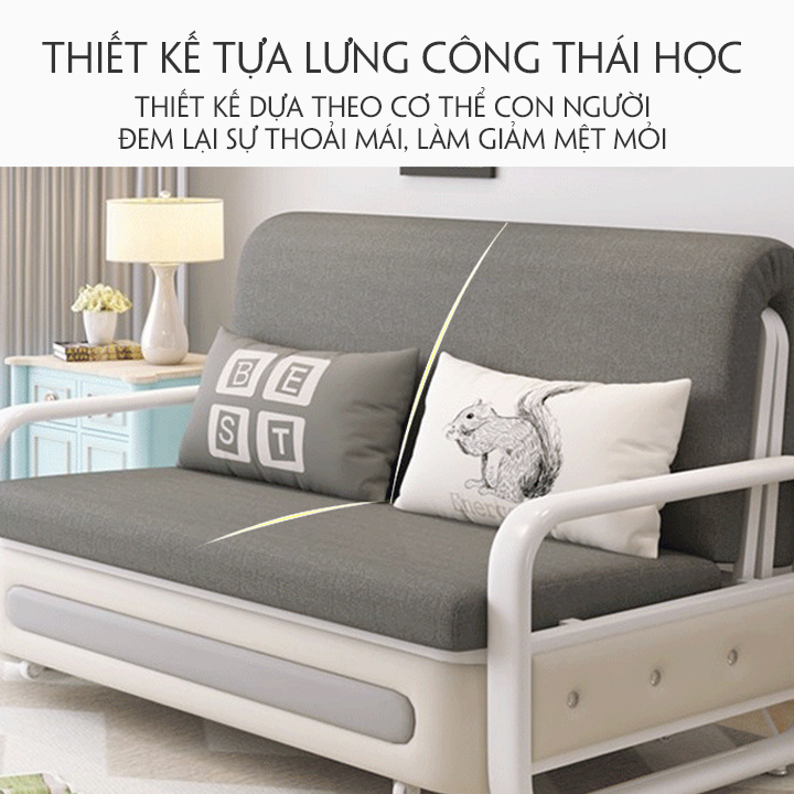 Giường sofa thông minh hà nội, giường gấp thông minh 2 trong 1 có ngăn chứa đồ