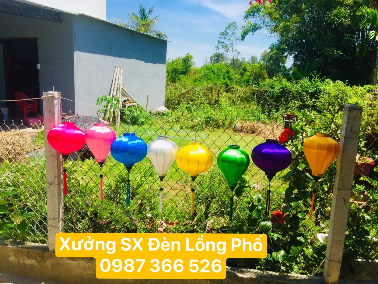 Combo 20 đèn lồng Hội An vải phi bóng size 30 cm nhiều màu nhiều kiểu chuyên dùng trang trí ngoài trời