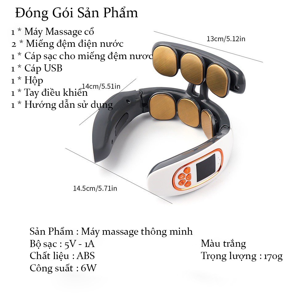 MÁY MASSA XUNG NHIỆTGIẢM ĐAU ĐỐT SỐNG CỔ VÀ LƯNG  4D VỚI 6 ĐẦU MASSAGE VỚI 15 CẤP ĐỘ ĐIỀU CHỈNH, KÈM ĐIỀU KHIỂN VỚI MÀN HÌNH HIỂN THỊ ĐEN LED VÀ CHỨC NĂNG GHI ÂM GIỌNG NÓI THÔNG MINH