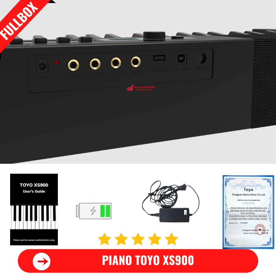 Đàn Piano Điện Toyo XS900 -88 Phím Nặng Cảm Lực - Kết Nối Bluetooth + Tai Phone + Tặng Kèm Ghế Gấp