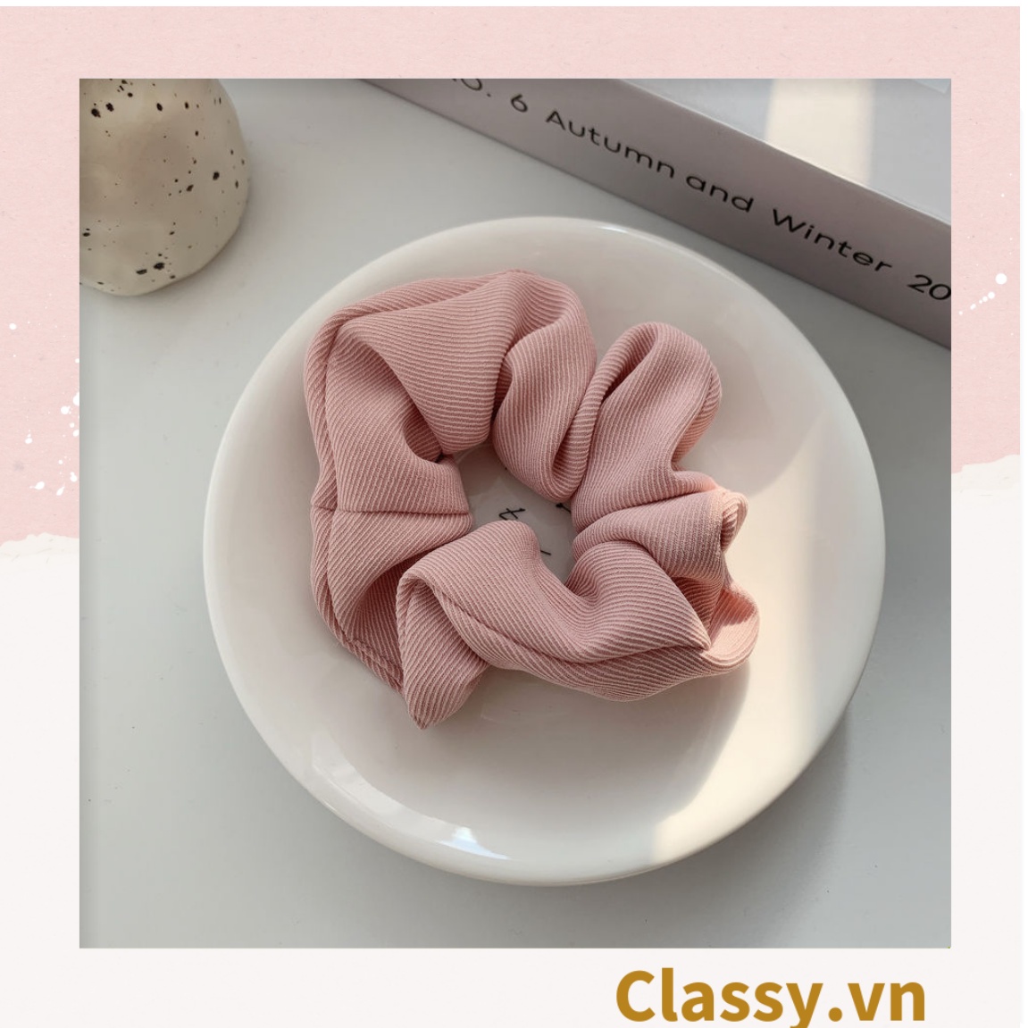 Scrunchies buộc tóc tông màu hồng ngọt ngào, nữ Classy tính thanh lịch PK1338