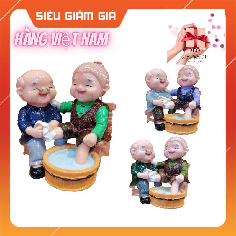 TƯỢNG ÔNG BÀ GIÀ TRANG TRÍ NHÀ CỬA MẪU RỬA CHÂN SIZE LỚN