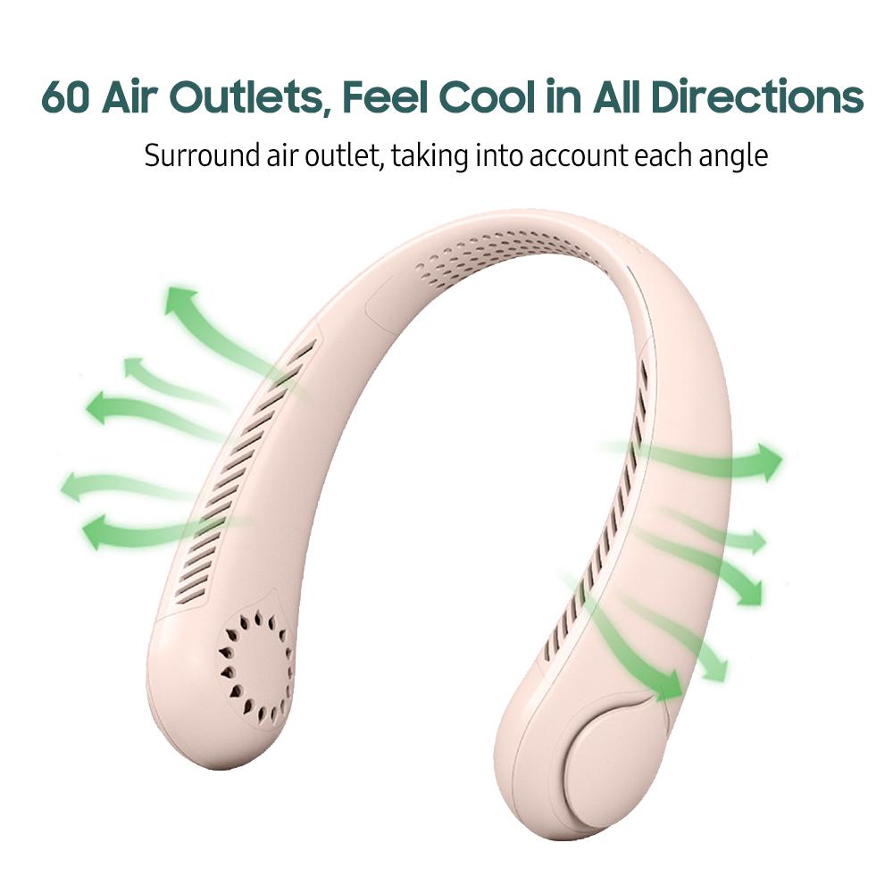 Quạt Kẹp Cổ Di Động Không Cánh 3 Tốc Độ 1800Mah
