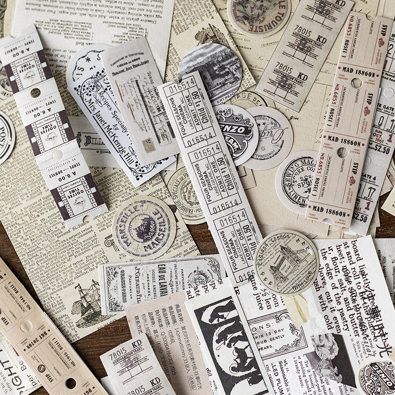 Goí 30 sticker retro trang trí sổ tay nhỏ M779