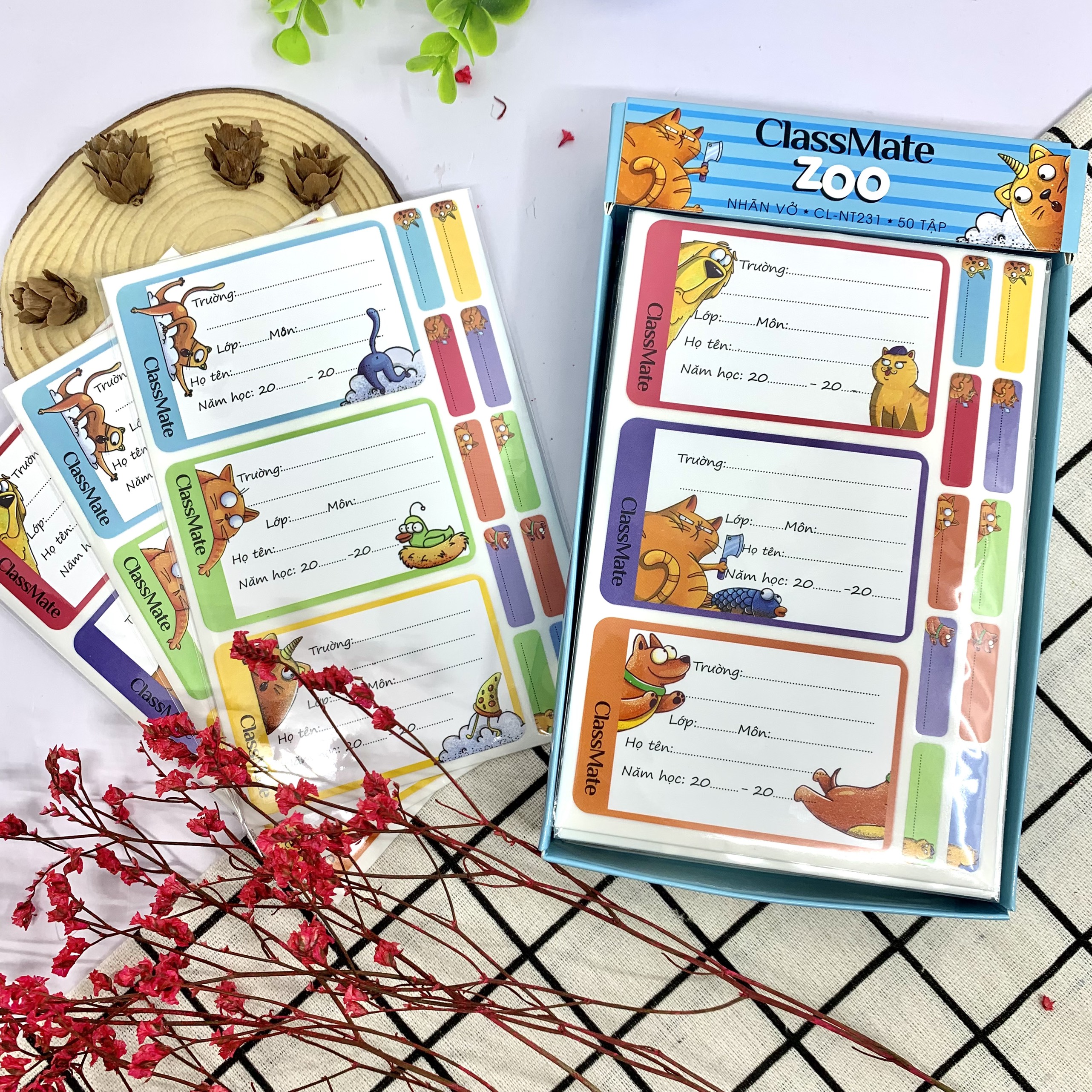 Nhãn vở có keo dán sẵn CLASSMATE Zoo 15 Cái/Túi CL-NT231