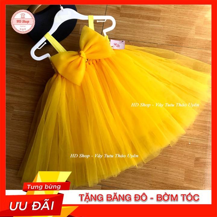 Đầm công chúa cho bé ️FREESHIP️ Đầm công chúa vàng nơ chéo cho bé gái