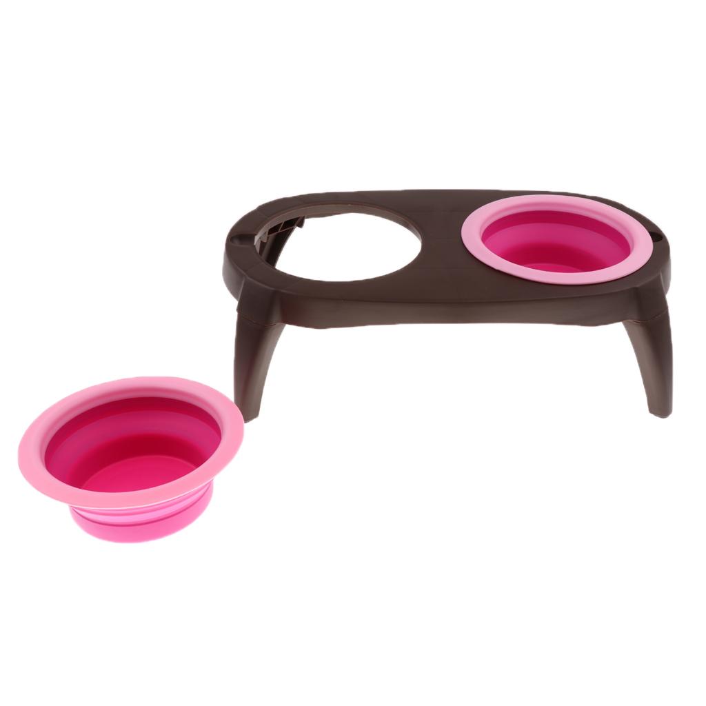 Removable Dog Folding Bowl Pet Cat Puppy Food Water Feeding Travel Bowl Pink