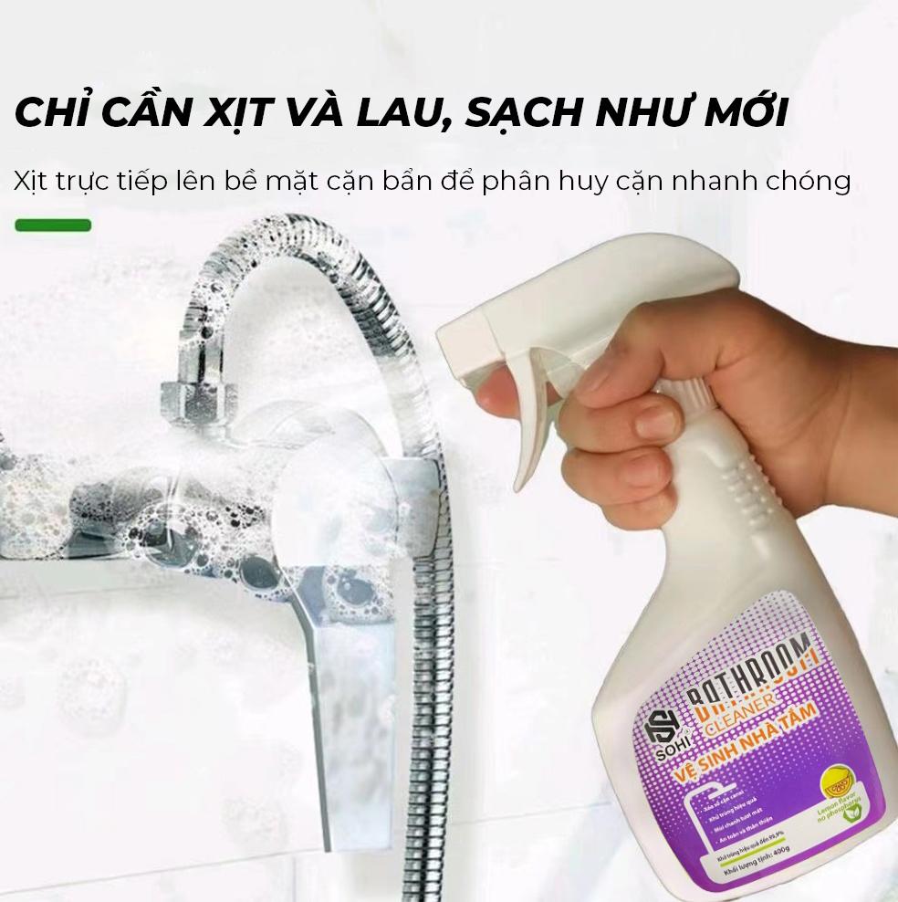 Dung dịch vệ sinh nhà tắm, tẩy bẩn cặn ố vòi hoa sen tẩy cặn canxi, ố bẩn cực mạnh, an toàn chỉ một lần xịt