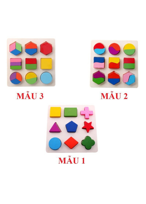 Đồ chơi gỗ giáo cụ Montessori combo 3 bảng lắp ghép hình khôi cho bé