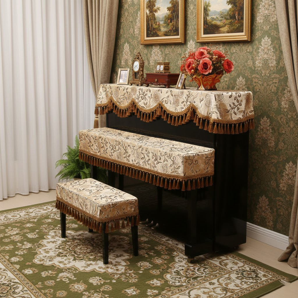 Khăn phủ đàn piano cơ đàn piano điện tử 88 phím sang trọng cổ điển trang trí giáng sinh noel năm mới Tết sinh nhật - Hàng chính hãng