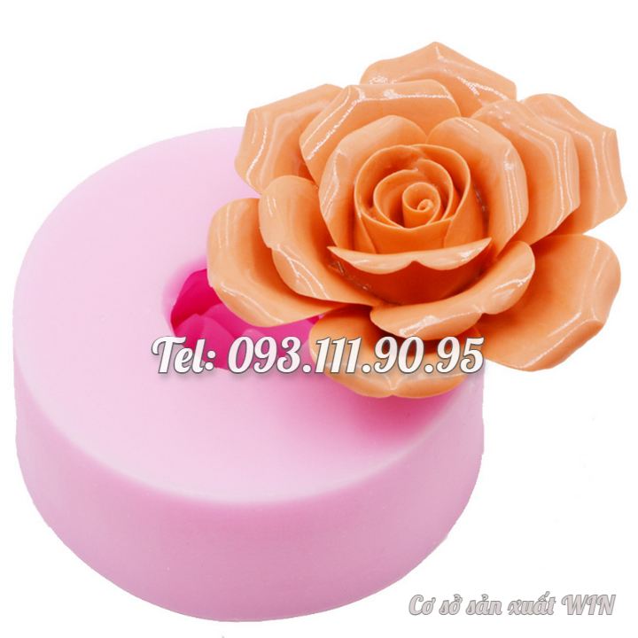 Khuôn silicon làm bánh, rau câu hoa hồng cánh cong loại 8 cm – Mã số 1599