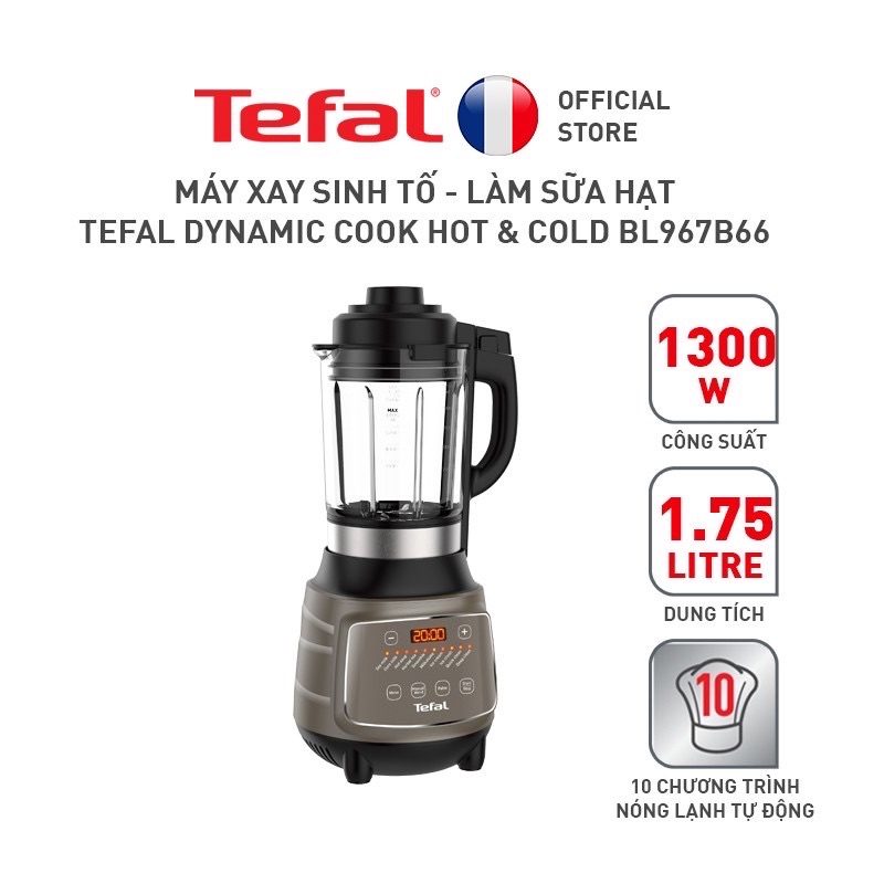 Máy làm sữa hạt, xay sinh tố và nấu đa năng Tefal BL967B66, 1300W, 1.75L - Hàng chính hãng