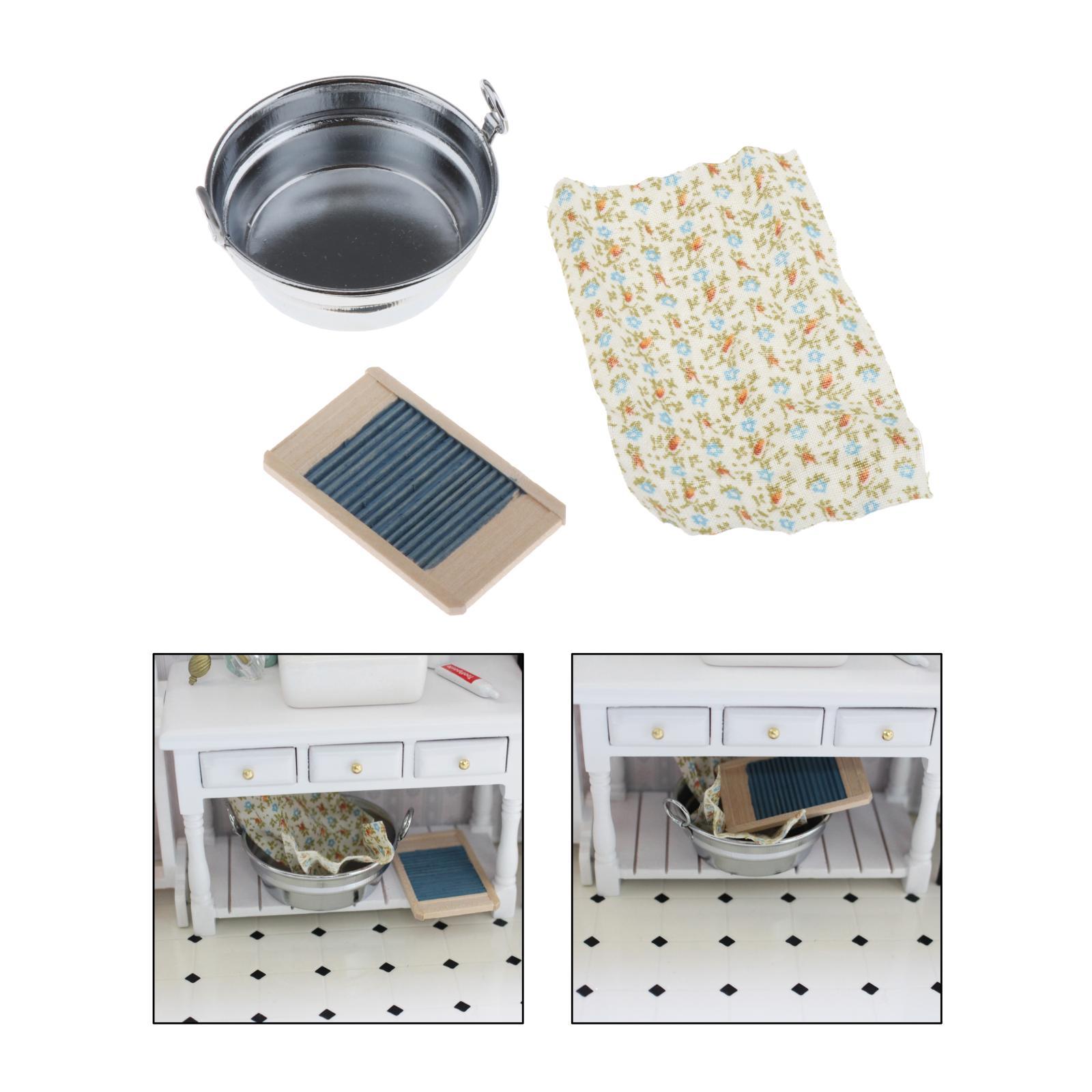 1/12 Mini Dollhouse Bucket Model Toy Bathroom Scenery Accessory for Dolls House