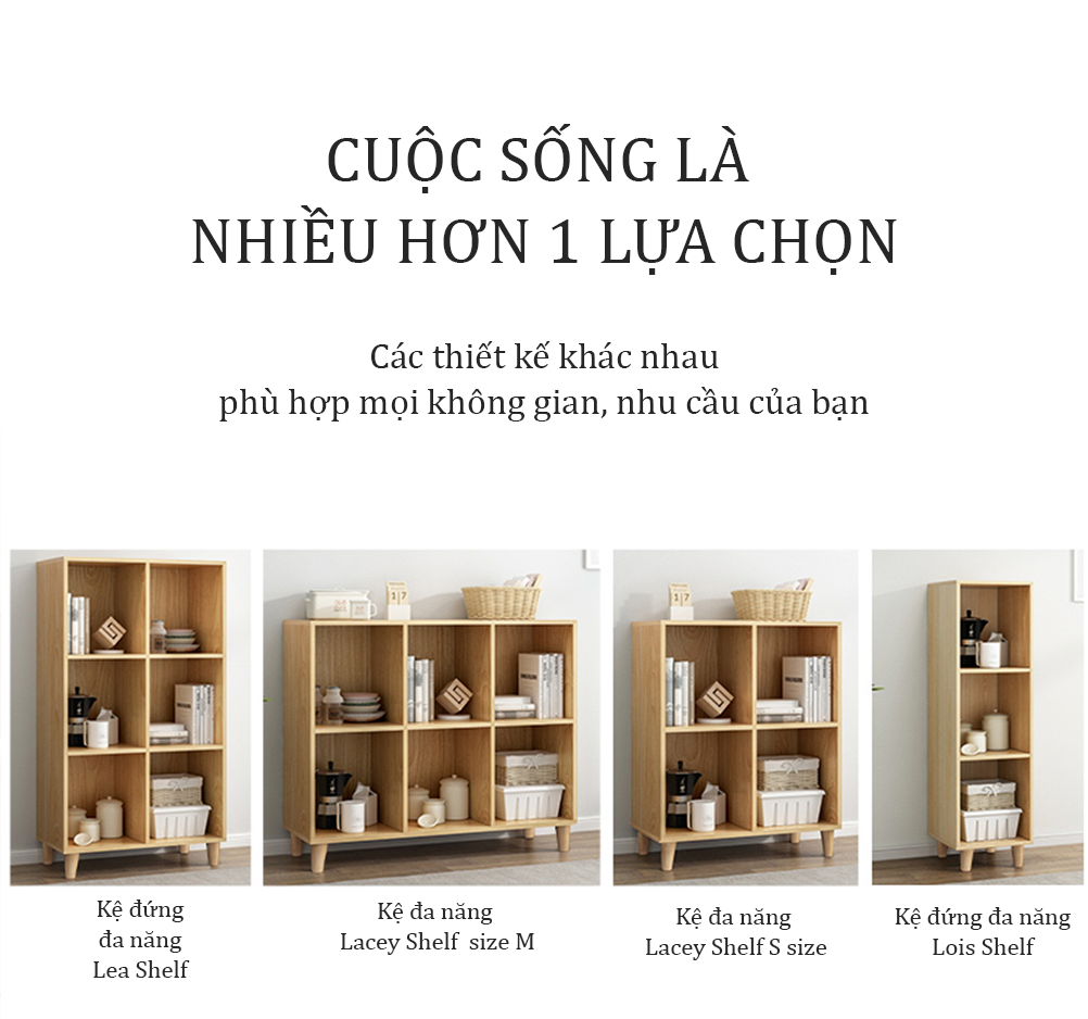 Kệ Đứng Đa Năng  GAPI Chân Gỗ Sồi Tự Nhiên Lưu Trữ Nhiều Ô Ngăn Tủ Sâu Thoải Mái Trong lưu Trữ