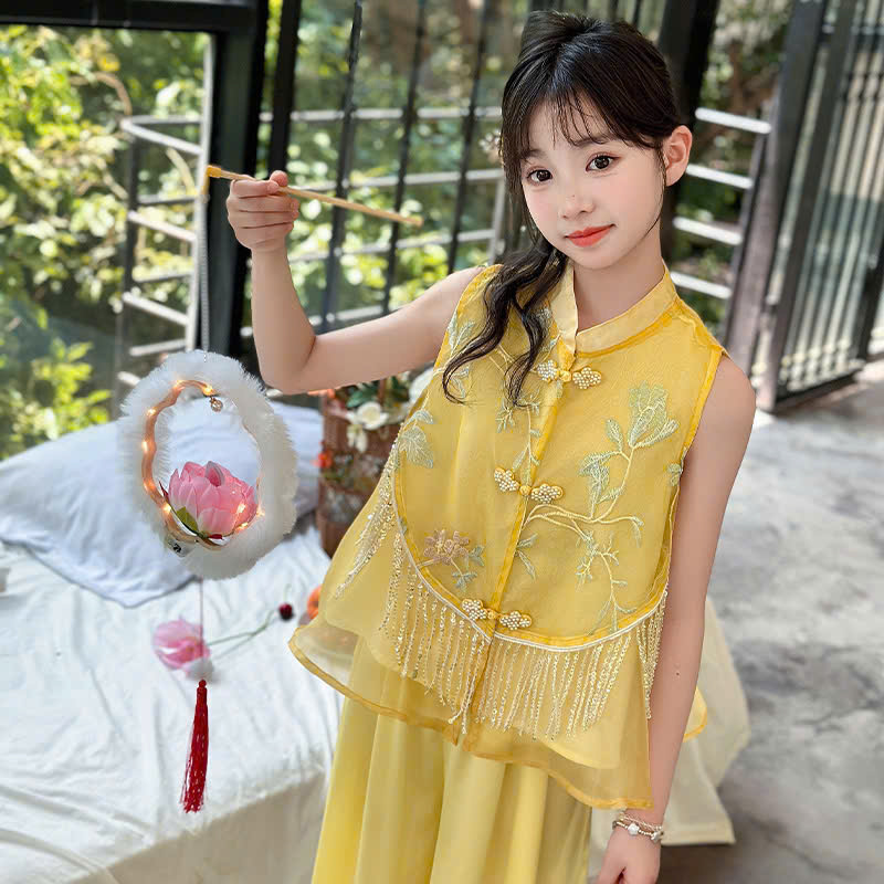 Set bộ cổ trang hanfu phong cách trung hoa cho bé gái diện lễ tết trung thu đẹp size 110-170 hàng Quảng Châu