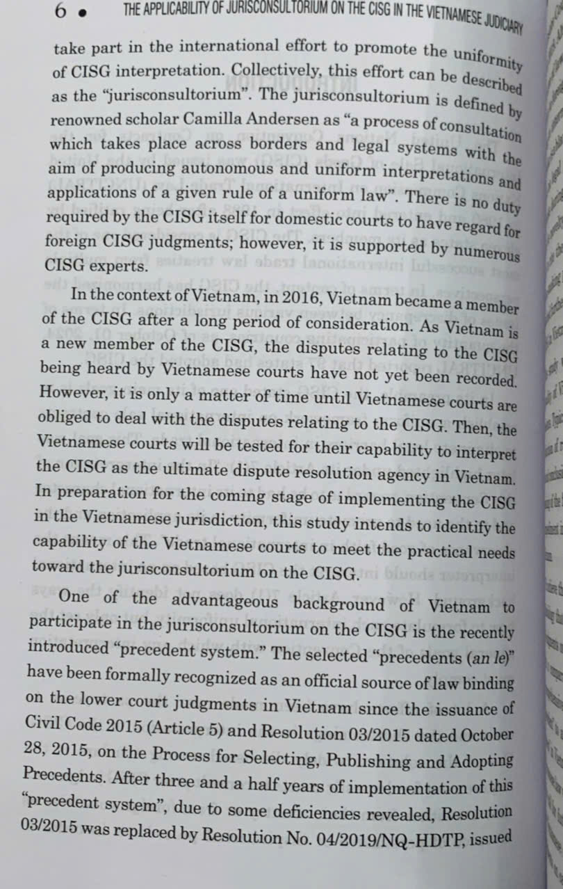 Applicability of jurisconsultorium on the CISG in the Vietnamese judiciary