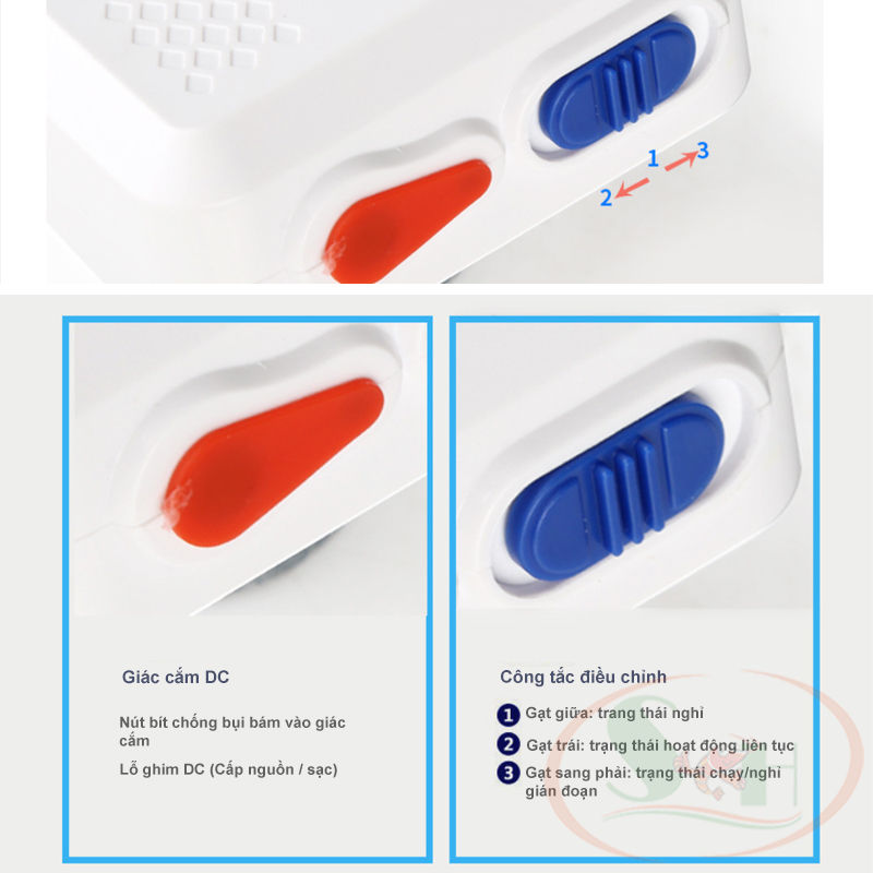 Máy sủi oxy tích điện Sunsun ET 101S, 201S sủi bình ắc quy siêu êm 1, 2 vòi bể cá tép