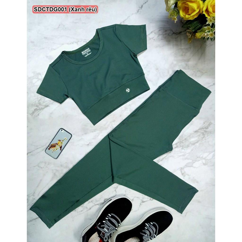 Bộ đồ tập gym yoga aerobic nữ quần áo tập gym yoga aerobic nữ dáng đẹp quần dài áo có tay chất vải co giãn