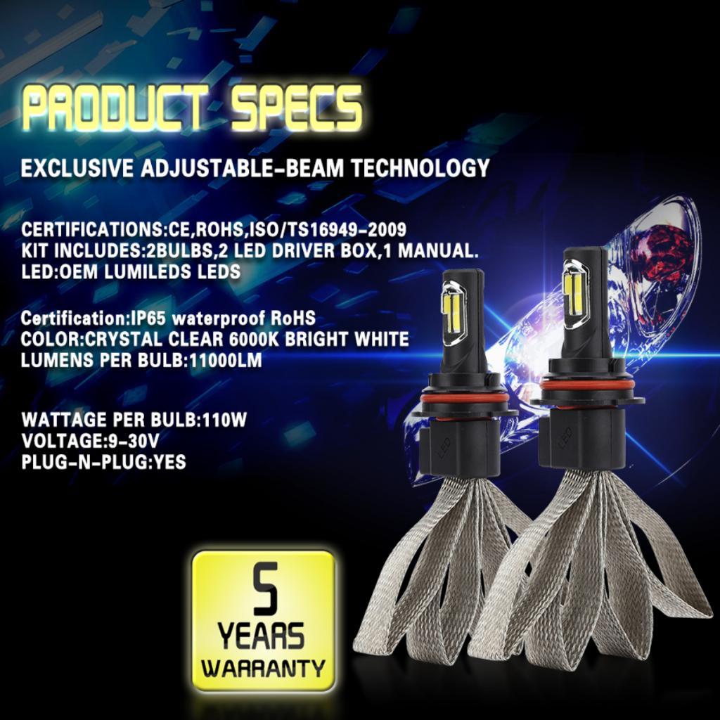 2X 60W 360 Beam Headlight Bulb Headlamp Conversion Kit 6000K 6400LM