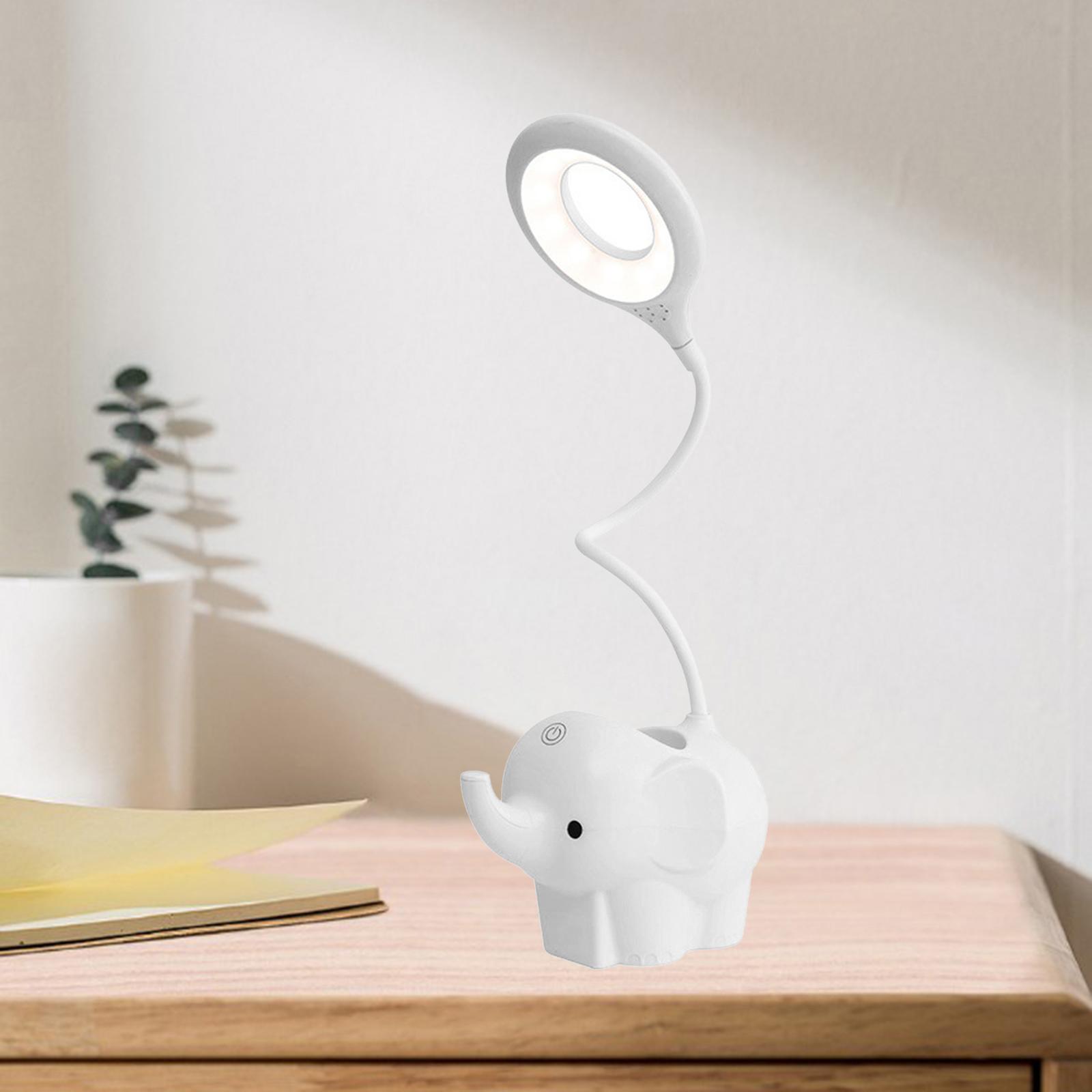 Rechargeable Elephant LED Desk Lamp 2x White Night Light