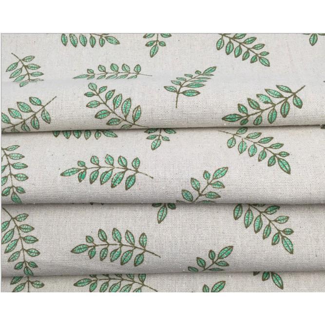VẢI BỐ/VẢI CANVAS DECOR/PHÔNG NỀN CHỤP ẢNH/TRANG TRÍ/KHĂN BÀN/RÈM HỌA TIẾT CHÙM LÁ XANH