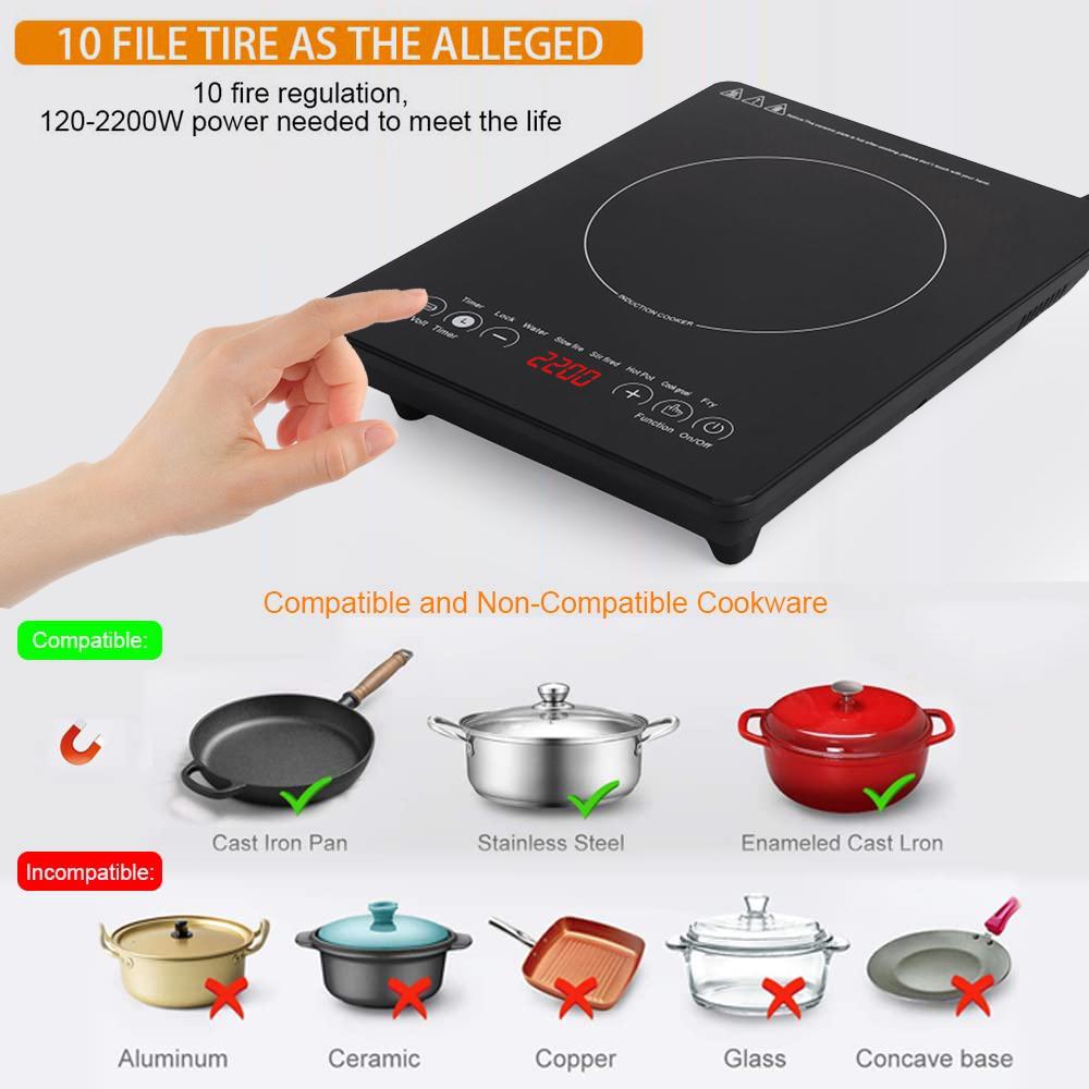 Induction Cooker Home Smart Kitchen Appliances 2200W High Power Intelligent Touch Screen Panel Portable Kitchen Range