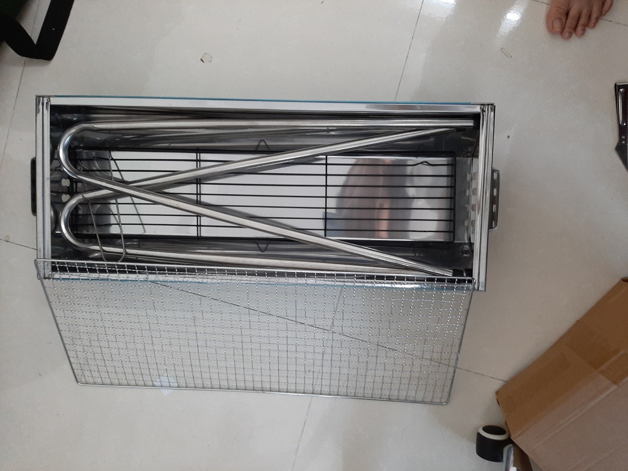 BẾP NƯỚNG THAN HOA INOX CHÂN CAO NGOÀI TRỜI - BUCOOK