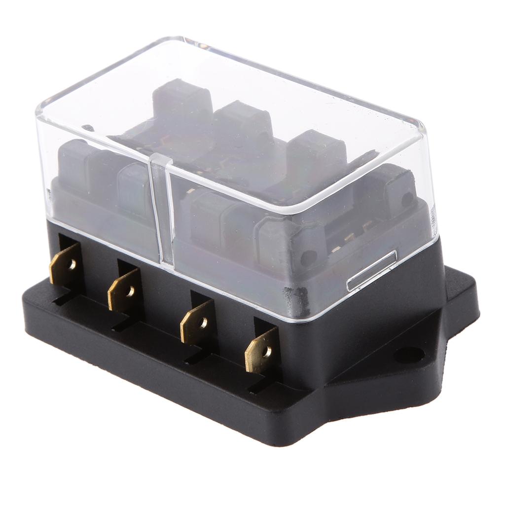 Fuse Holder Box Block 4 Way Car Auto Boat Circuit with 4 Fuse 12V /24V