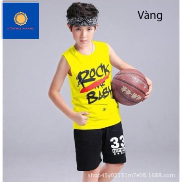 MS: 190395 - Đồ bộ quần áo thun bé trai, bé gái sát nách, thun 100% cotton thoải mái vận động - Xưởng may Gia Khang
