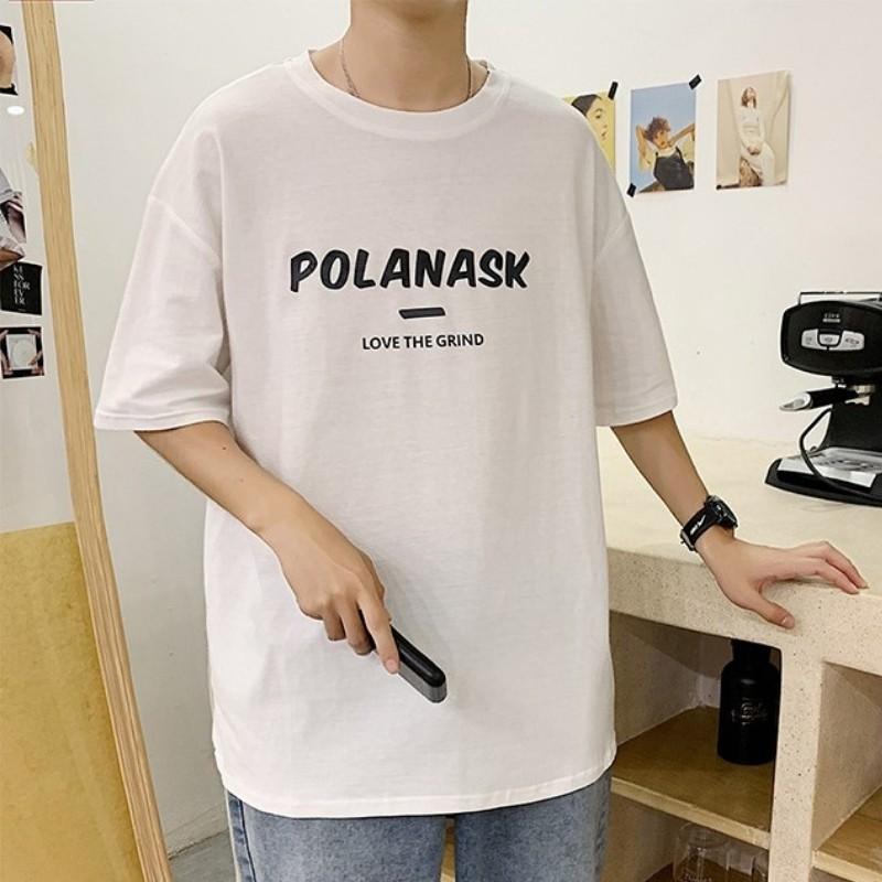 Áo thun nam nữ unisex form rộng tay lỡ phông teen cổ tròn oversize cotton giá rẻ basic đen trắng tee pull POLANASK