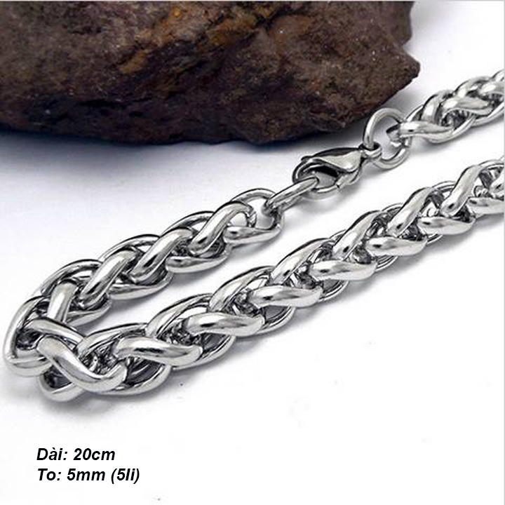 Lắc tay nam kiểu bông dừa 5li MVT039-1 Không đen không gỉ sét