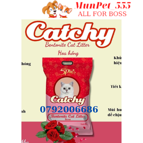 Cát Đất Sét Catchy 8L/4Kg - Cát Vệ SInh Cho Mèo Nhiều Mùi vị