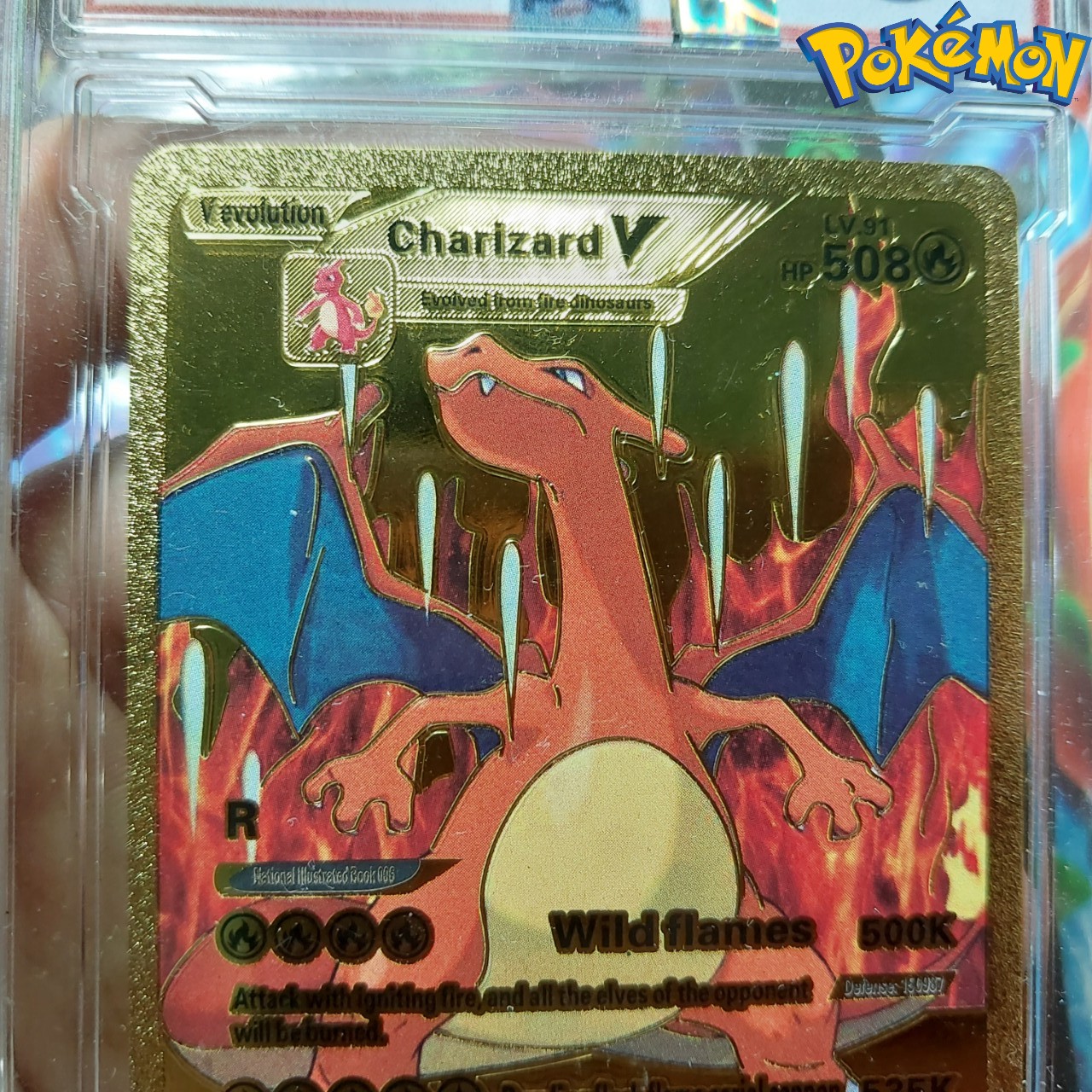 Charizard V 26-43 thẻ pokemon nhôm mạ vàng gia đình khủng long lửa Tặng kèm bảo vệ thẻ 1459 d24 1-34