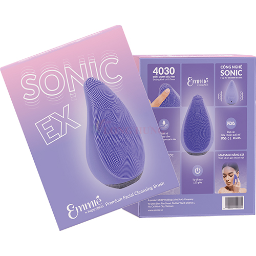 Máy rửa mặt Emmié By Happyskin Premium Facial Cleansing Brush Sonic EX - Hàng chính hãng
