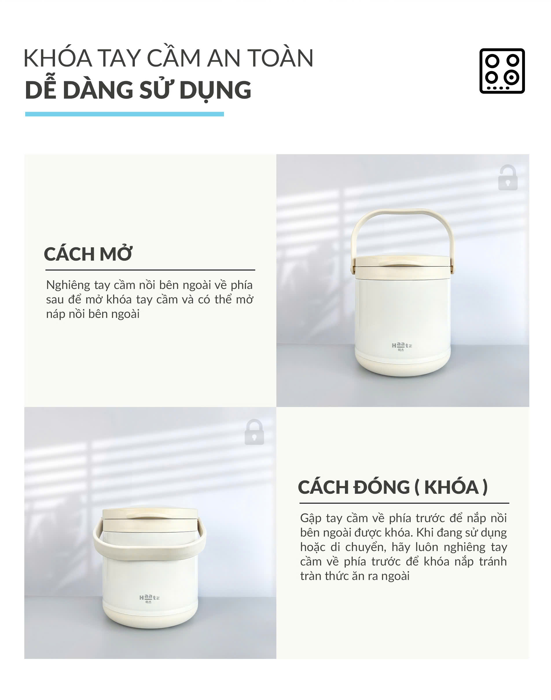 Nồi Ủ Chân Không Haatz CIM600 (Model 2025) inox 304 Dung Tích 4.5L, Giữ Ấm 6h, Hàng Chính Hãng Bảo Hành 2 Năm