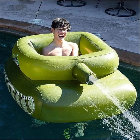 Cao cấp -Phao Bơi Kiểu Xe Tăng Té Nước Inflatable Tank Pool