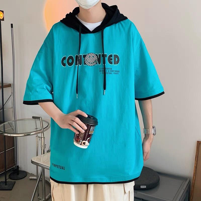 Áo Hoodie Ngắn Tay Nam In Chữ Basic Dáng Rộng Phong Cách Hàn Quốc Thời Trang Zenkonu TOP NAM 258V2