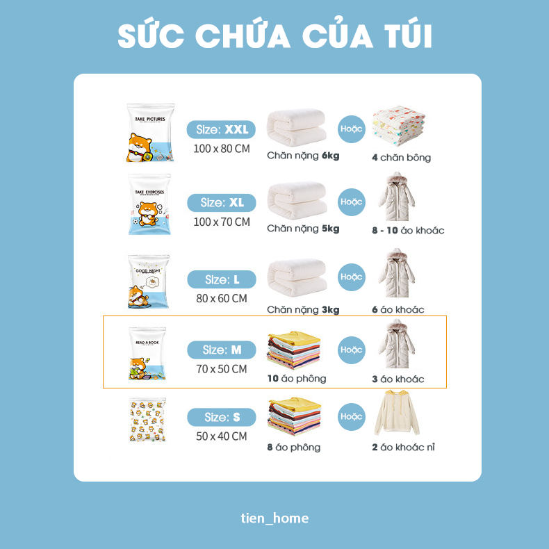 Túi hút chân không đựng quần áo, chăn màn van chống thoát khí, tiết kiệm 70% không gian diện tích