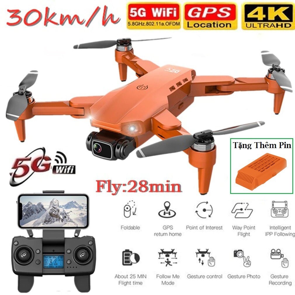 [ Top Bán Chạy ] Máy bay flycam L900 Pro Max drone mini camera 4k bay 28 phút động cơ không chổi than siêu bền bỉ, camera 4k tích hợp gimbal chống rung quang học quay phim chụp ảnh siêu nét, tự bay trở về