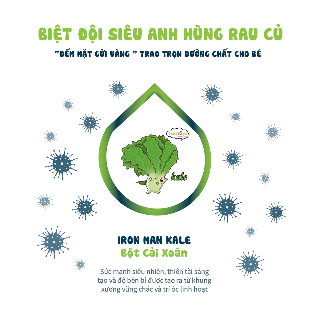 Bột rau củ dinh dưỡng cho bé Dalahouse Hộp 63gr Sấy lạnh nguyên chất, đạt chuẩn Châu Âu