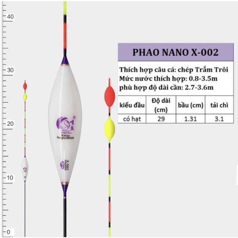 Phao câu cá NaNo X001-X008 8 cỡ đầy đủ thông số PK-2