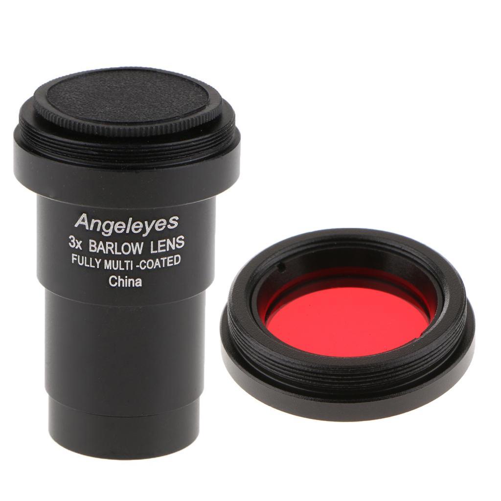 Telescope Eyepiece Barlow Lens 3X for Astronomical Photography + Filter #25A