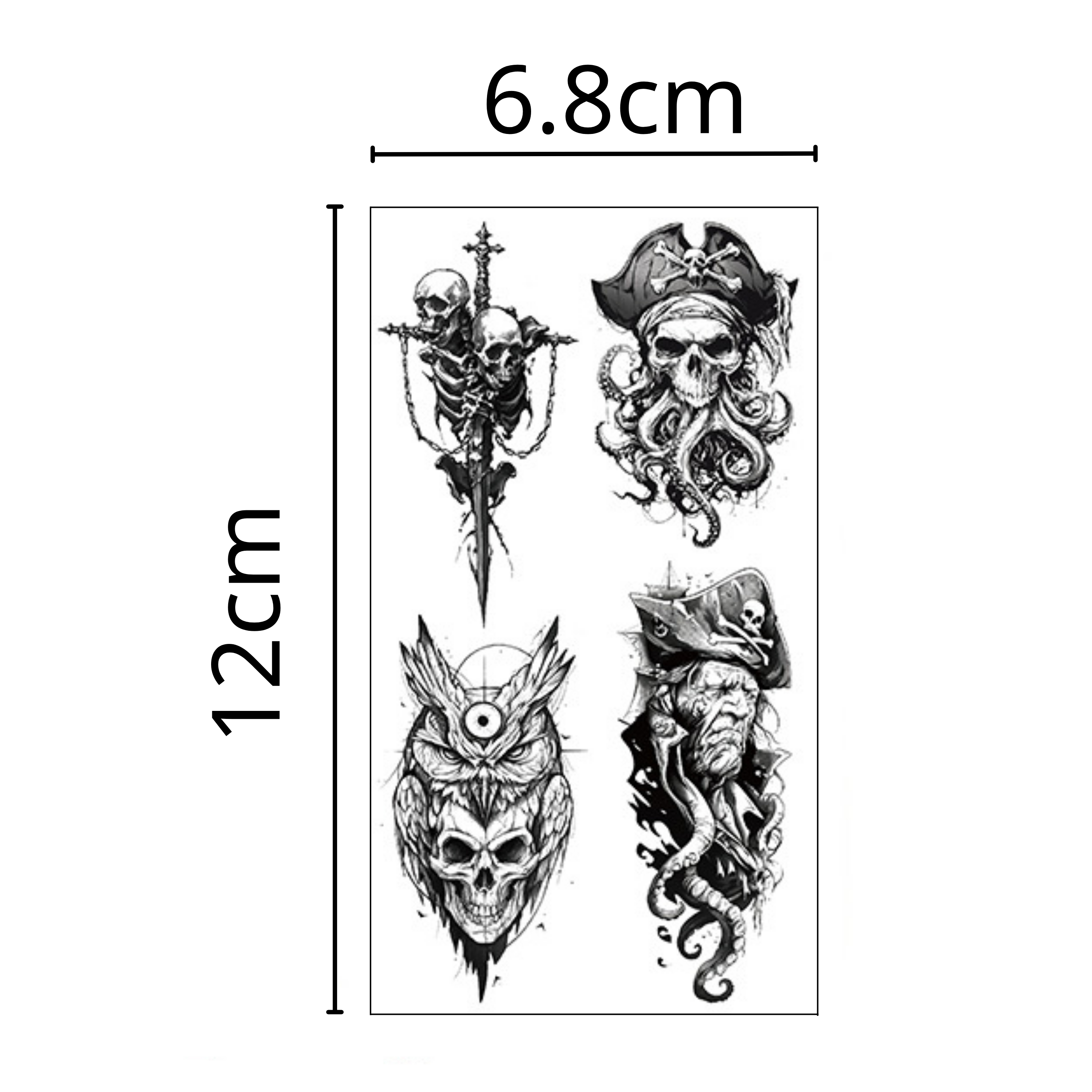 49 Hình Xăm Dán Đầu Lâu Tatto Party Halloween Hình Bánh Lái Mỏ Neo Hoa Hồng Cá Ngựa Thuyền Cướp Biển