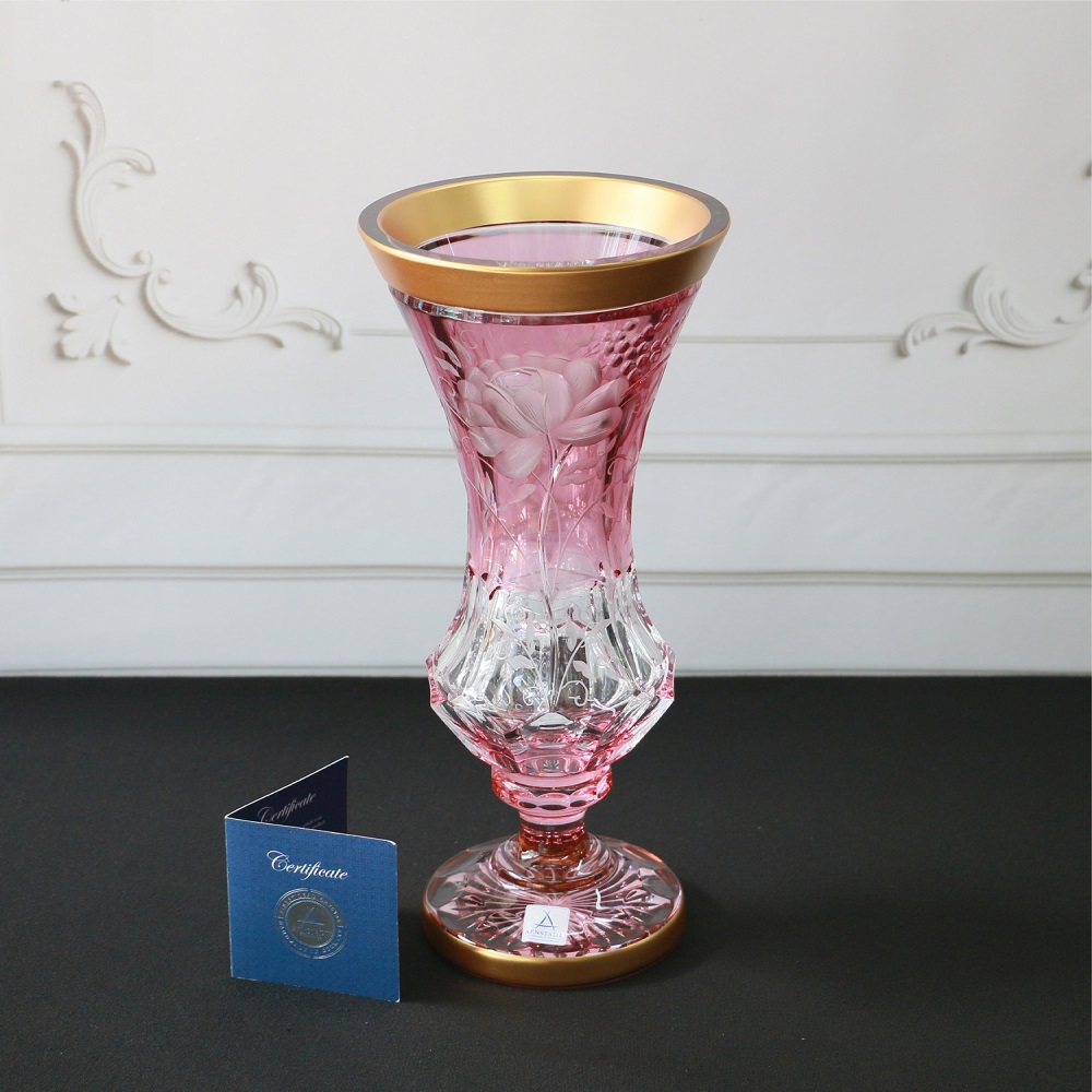 Bình Cắm hoa Primerose Gold Pha lê Màu - Mạ vàng Arnstadt Cao 34cm