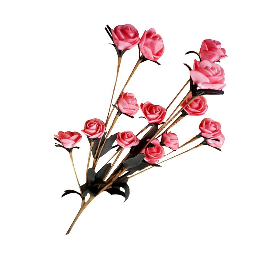15 Stems Artificial Fake Full Blooming Rose Flower Bouquet Home Office Decoration Country Style【vollter1